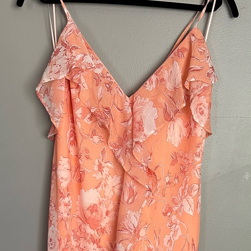 Floral Peach Spaghetti Strap Dress -Vici